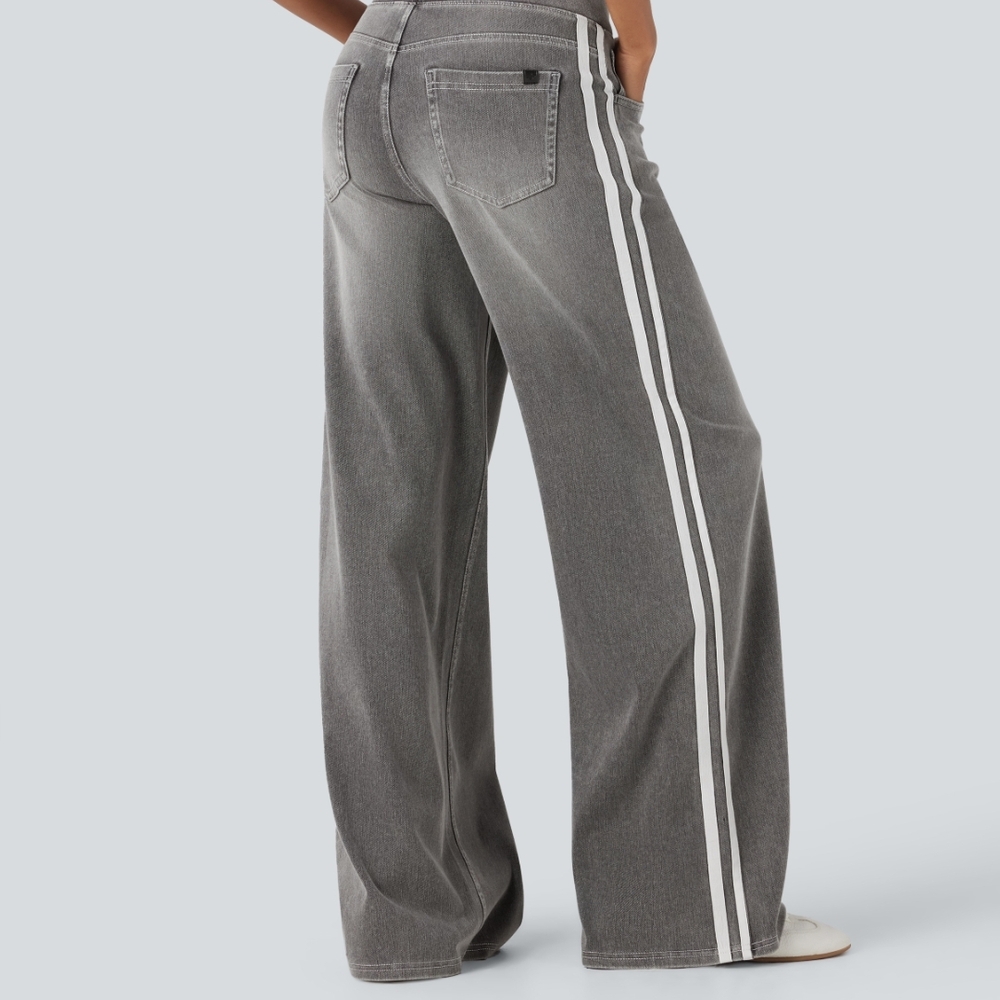 HALARA Gray High Rise Stripe Women Jeans Petite Large 12/14 - Picture 5 of 5